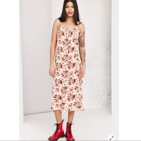NWT Urban Outfitters Shirred Gauze Midi Slip Dress - Picture 1 of 8